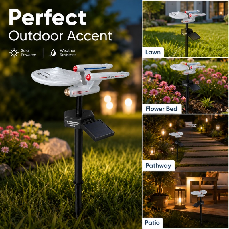 Outdoor Lighting Company - ไฟประดับสวนรูปยานอวกาศ Star Trek USS Enterprise แบบเสียบลงดิน