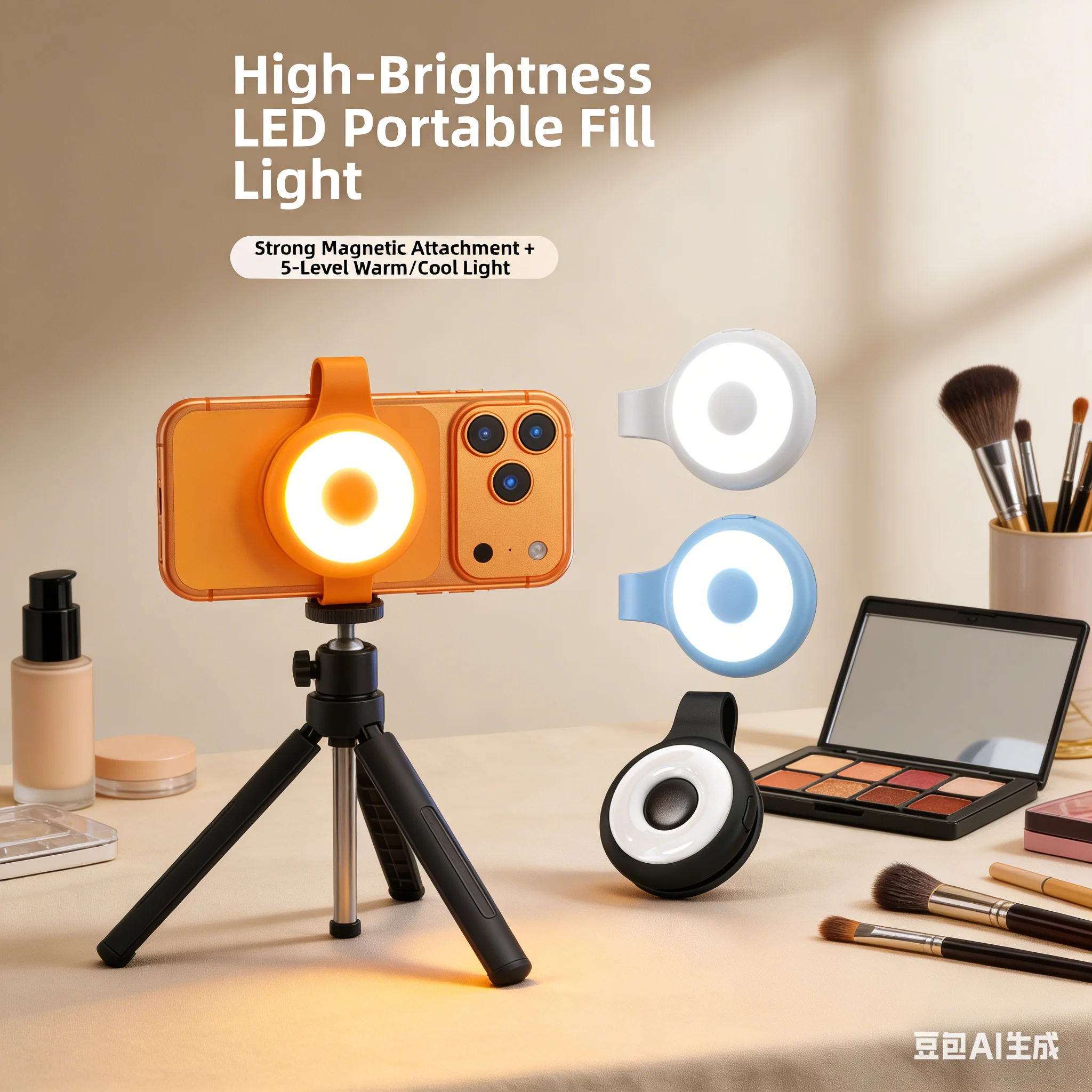 Outdoor Lighting And Camera - ไฟเติมโทรศัพท์แบบชาร์จ USB 5 โหมด ไฟหนีบแม่เหล็กสำหรับกีฬากลางแจ้งและใช้งานกลางคืน ไฟเซลฟี่เสริมสำหรับกล้อง