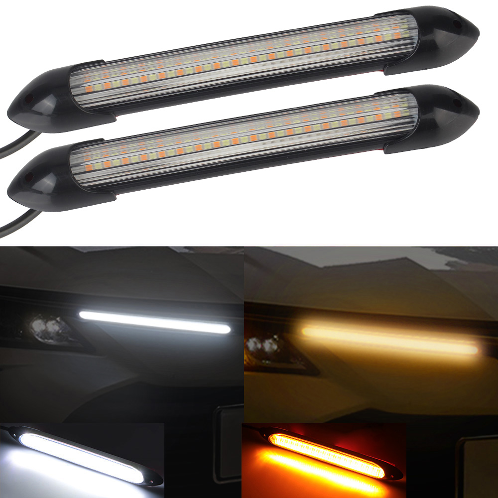 Waterproof Led Strip - จัดแต่งทรงผมรถไฟเลี้ยวกันน้ําไฟหน้ารถ LED ไฟวิ่งกลางวัน DRL 2 ชิ้น/เซ็ตรถ