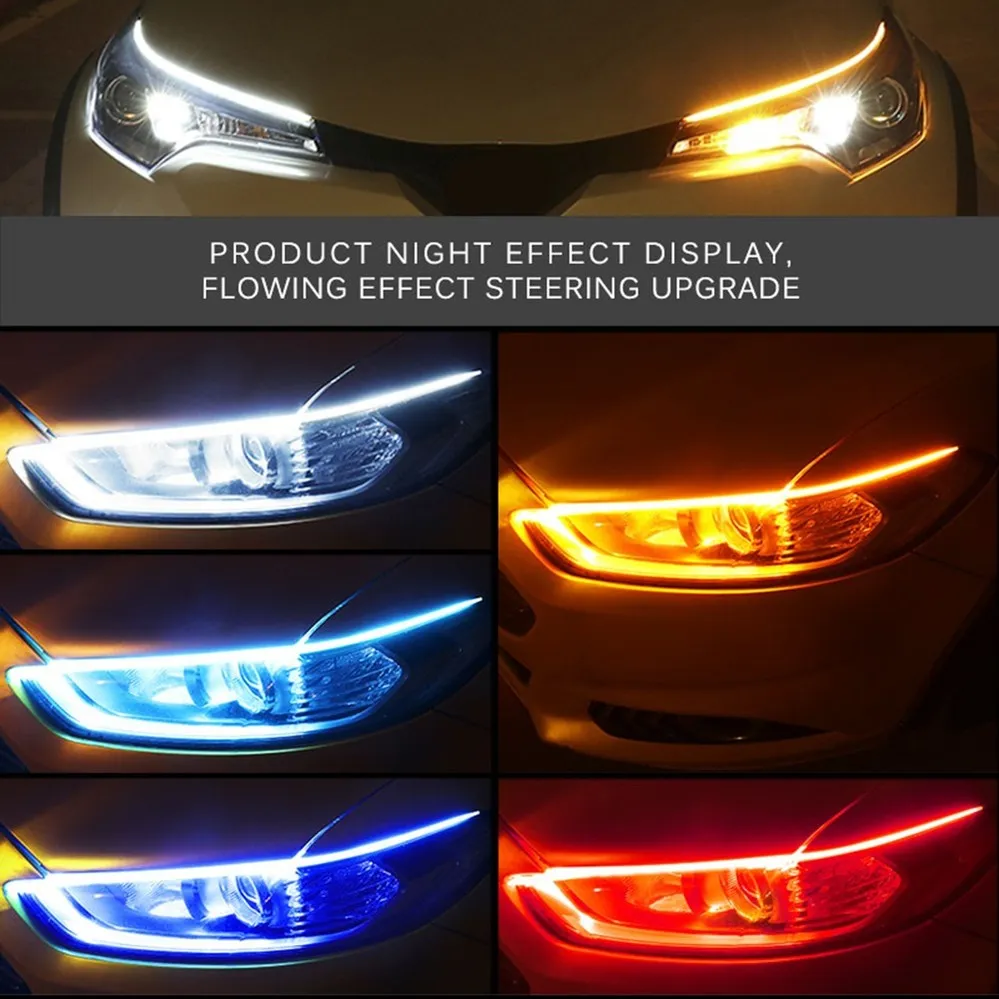 Waterproof Led Strip - 2 ชิ้นรถ DRL ยืดหยุ่นไฟหน้ากันน้ํา LED Strip