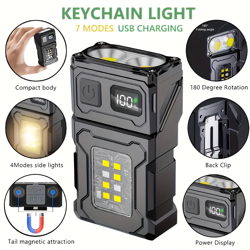 Lighting Fixture Outdoor - ไฟฉายพกพา LED แบบชาร์จไฟได้ขนาดเล็ก ไฟฉาย COB ด้านข้างแบบพกพาพร้อมคลิปหนีบ