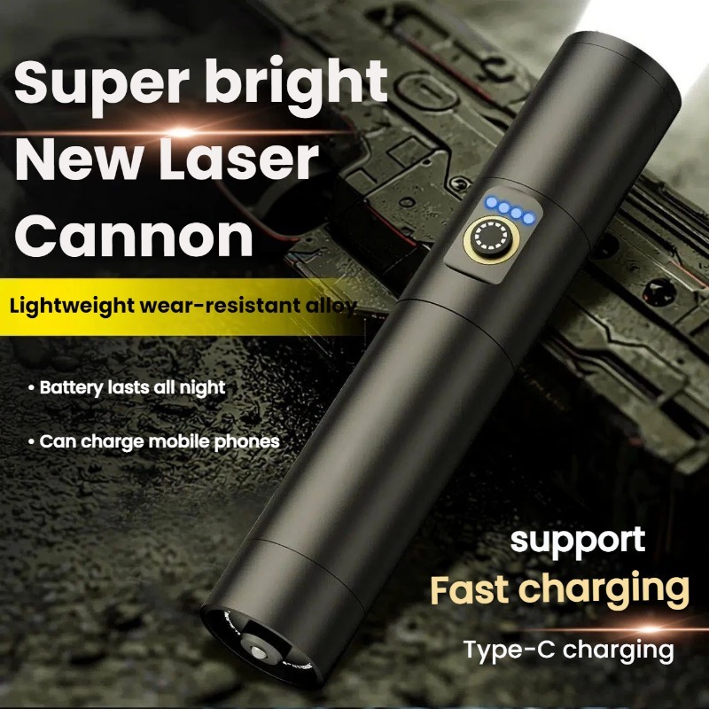 Outdoor Lighting Portable - ไฟฉาย LED แสงสว่างแรง ชาร์จแบบ Type-C ซูมแบบยืดหดได้