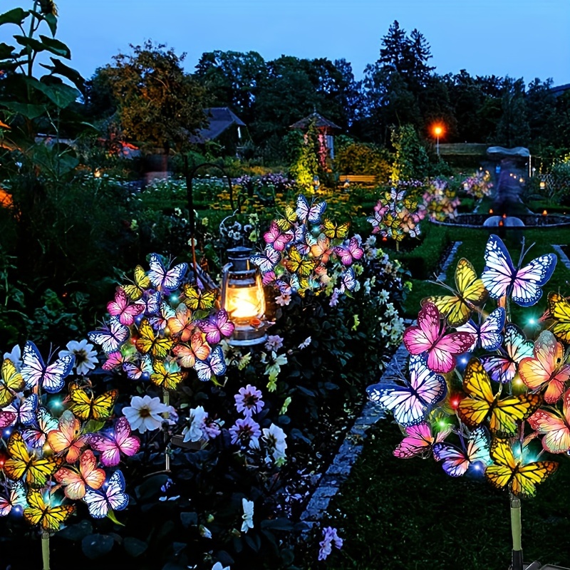 Outdoor Lighting Company - พลังงานแสงอาทิตย์ LED สวนผีเสื้อไฟกันน้ําที่มีสีสันโคมไฟสนามหญ้ากลางแจ้งสําหรับลานลานเทศกาลคริสต์มาสตกแต่งหลังคา