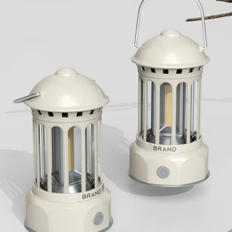 Outdoor Lighting Portable - โคมไฟตั้งแคมป์กลางแจ้งสไตล์เรโทรแบบพกพา ไฟเต็นท์แบบ Cob ปรับความสว่างได้แบบไม่มีขั้นบันได ชาร์จเร็วแบบ Type-C