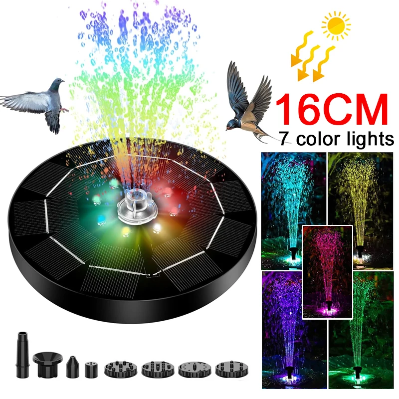 Outdoor Lighting Company - ไฟน้ำพุไฟ LED 7สีไฟน้ำพุพลังงานแสงอาทิตย์ปั๊มน้ำหัวฉีด3W 6หัวฉีดสวนกลางแจ้ง