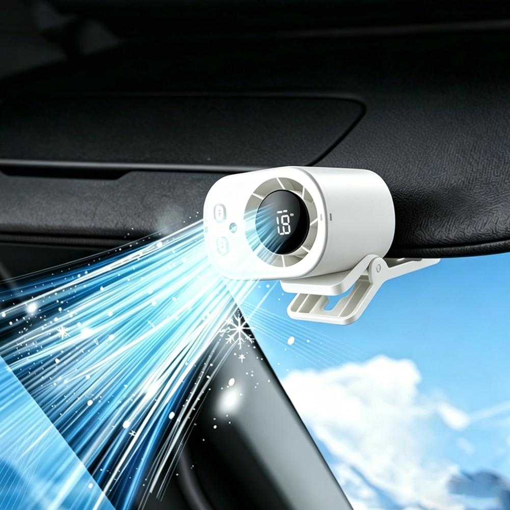 Umbrella Led Clip - พัดลมหนีบรถยนต์แบบแฮนด์ฟรี พัดลมพกพาแบบชาร์จ USB พร้อมจอ LED เสียงเบา