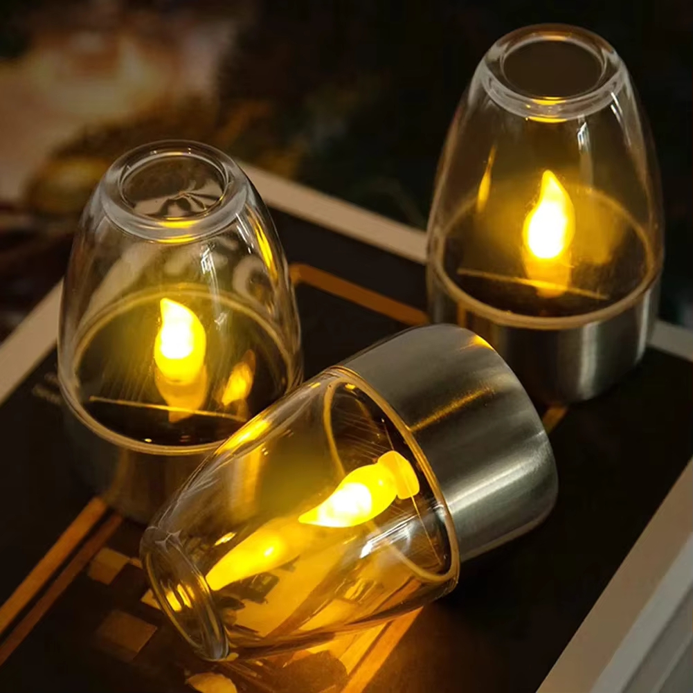 Outdoor Lighting Company - LED สแตนเลสไฟเทียนพลังงานแสงอาทิตย์ลานกลางแจ้งสวนโคมไฟพลังงานแสงอาทิตย์สนามหญ้าดาดฟ้าตกแต่งไฟกลางคืนโคมไฟพลังงานแสงอาทิตย์
