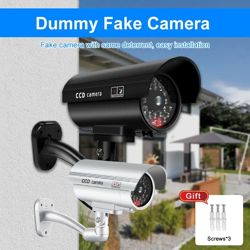 Outdoor Lighting And Camera - กล้องรักษาความปลอดภัยจำลอง 1 ชิ้น กันน้ำได้ ใช้ได้ทั้งภายในและภายนอกอาคาร ระบบกล้องวงจรปิดปลอม