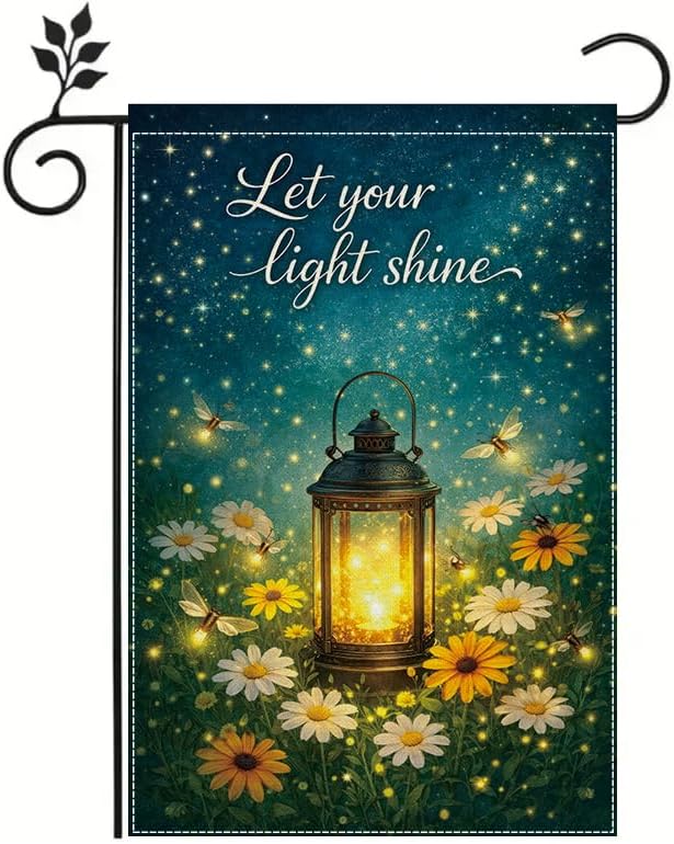 Outdoor Lighting For Your Yard - ธงสวนขนาด 12x18 นิ้ว, ธงสวนลายดอกไม้พร้อมโคมไฟ 