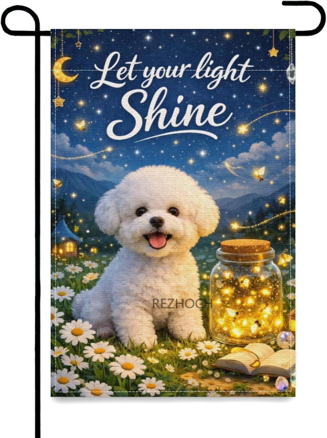 Outdoor Lighting For Your Yard - ธงสวนลายบิชองฟริเซ่สุดฮา ขนาด 12x18 นิ้ว พิมพ์สองด้าน ให้แสงสว่างของคุณเปล่งประกาย