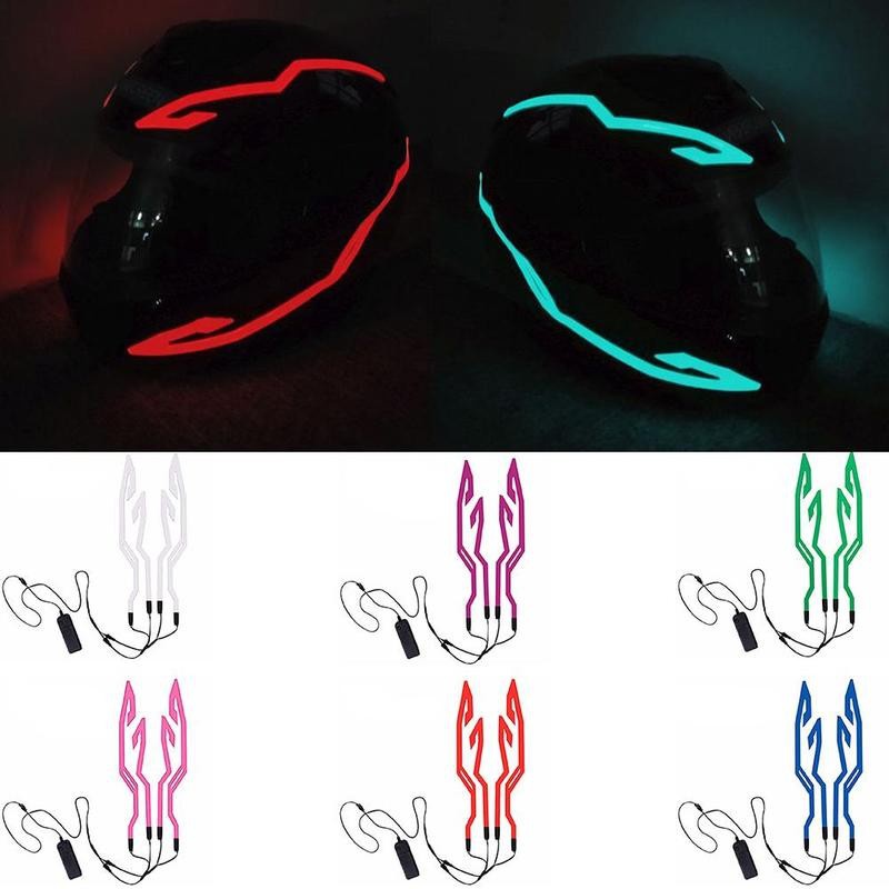 Waterproof Led Strip - หมวกกันน็อคมอเตอร์ไซค์กันน้ำ LED ริ้วสายไฟเย็น1เซ็ตชุดหมวกกันน็อคขับขี่กลางคืนไฟเตือนกะพริบ4ดวงสติกเกอร์ EL