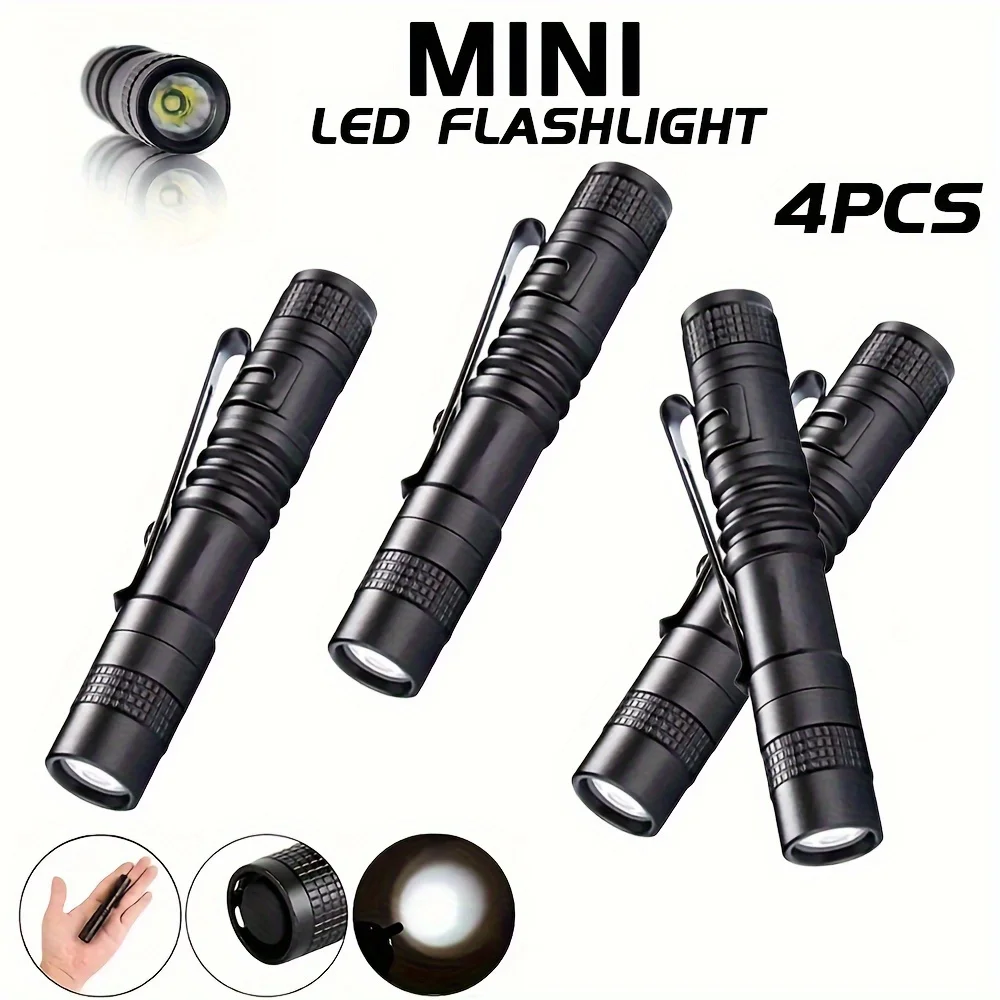 Lighting Fixture Outdoor - 1-4PCS มินิแบบพกพาไฟ LED ปากกาพ็อกเก็ตอัลตร้าไบรท์ ฮายลูเมนไฟฉายมือถือไฟฉายสำหรับตั้งแคมป์กลางแจ้งฉุกเฉิน