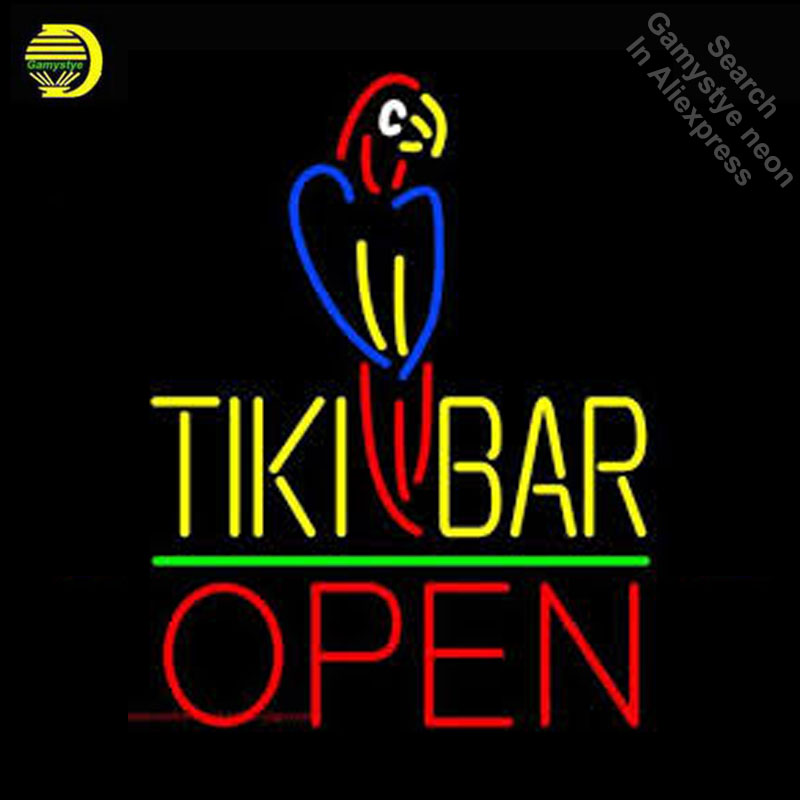 Outdoor Lighting For Store - Tiki บาร์ Parrot เปิดป้ายไฟนีออนป้ายนีออนจริงหลอดแก้วบาร์เบียร์ PUB Light