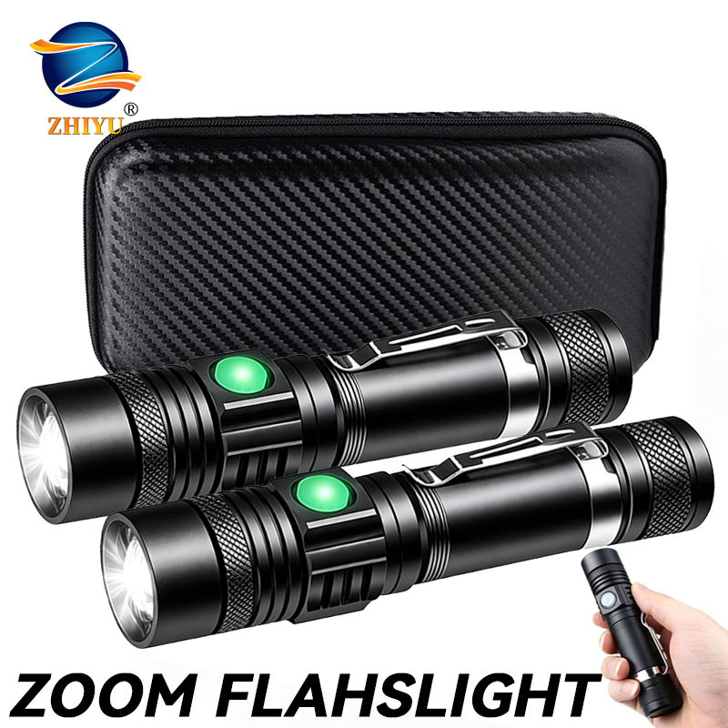 Lighting Fixture Outdoor - ไฟฉาย LED T6 แบบชาร์จไฟได้, ไฟฉายซูมได้ 18650,
