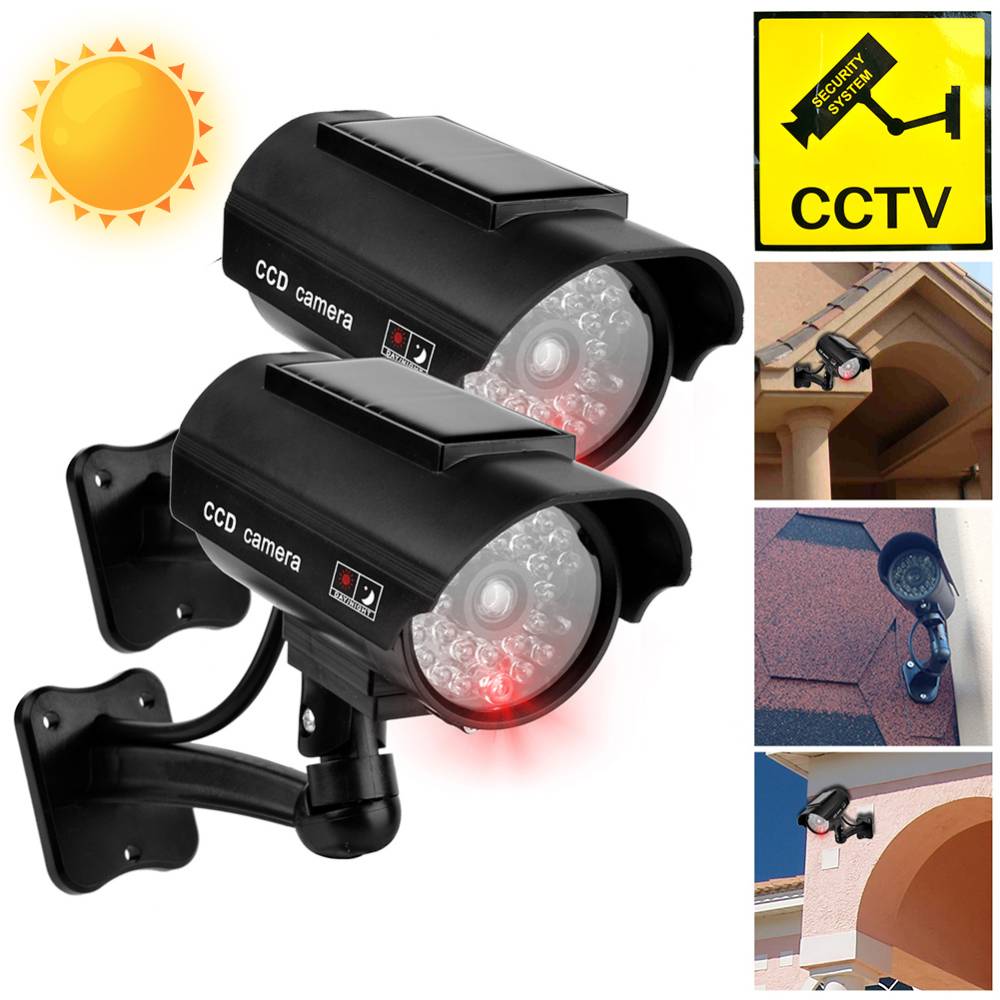 Outdoor Lighting And Camera - กล้องจำลองพลังงานแสงอาทิตย์กลางแจ้งกันน้ำกล้องดัมมี่ที่บ้านปลอดภัย CCTV ตรวจตราการจำลองกล้องปลอมสะท้อนแสง LED