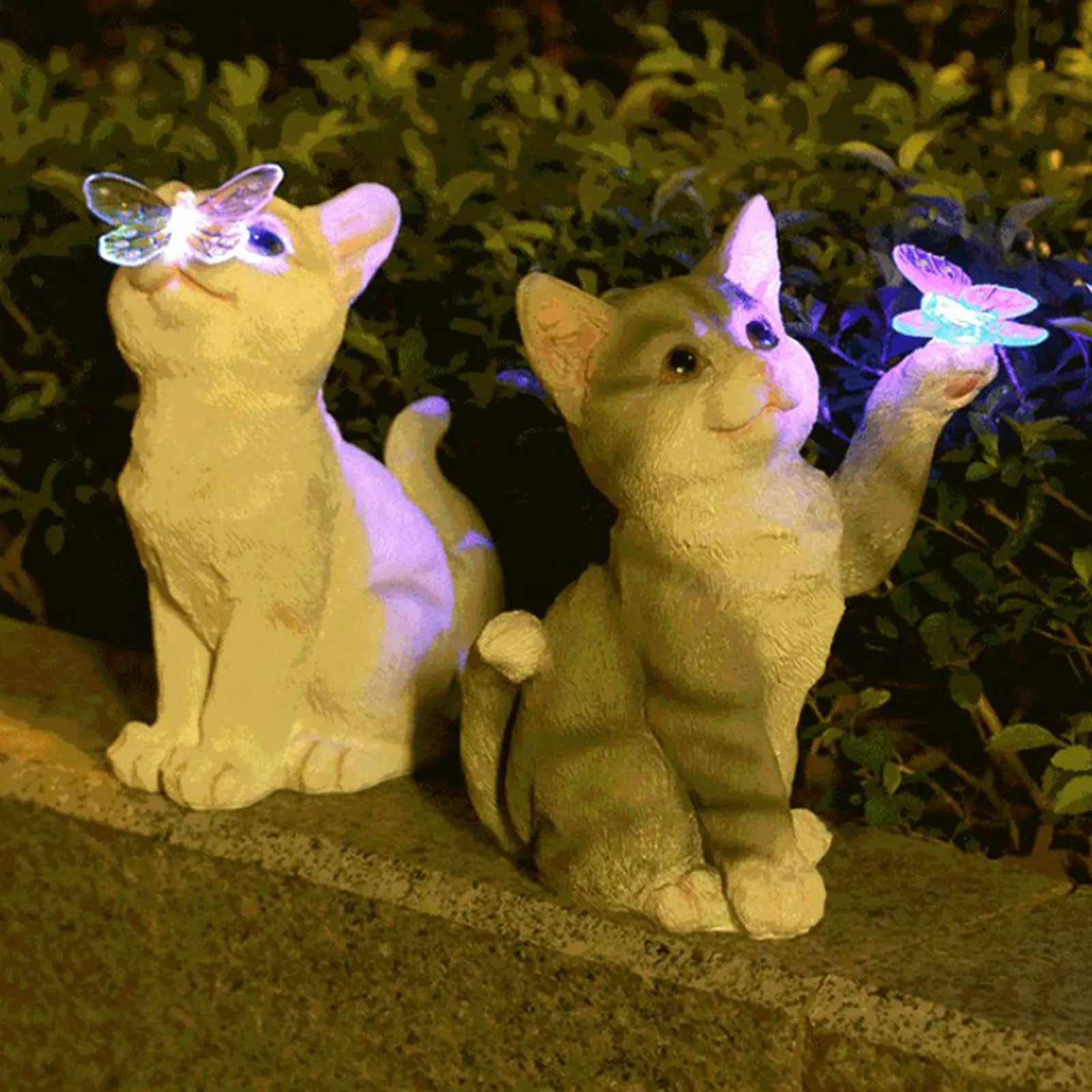 Outdoor Lighting Company - กลางแจ้งแมวประติมากรรมFigurineจี้สวนไฟLEDพลังงานแสงอาทิตย์น่ารักแมวสัตว์รูปปั้นประติมากรรมสําหรับภูมิทัศน์Yard