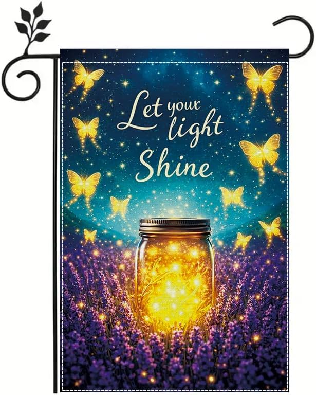 Outdoor Lighting For Your Yard - ธงสวนลายผีเสื้อสร้างแรงบันดาลใจ ขนาด 12x18 นิ้ว ธงสวนสีลาเวนเดอร์ 