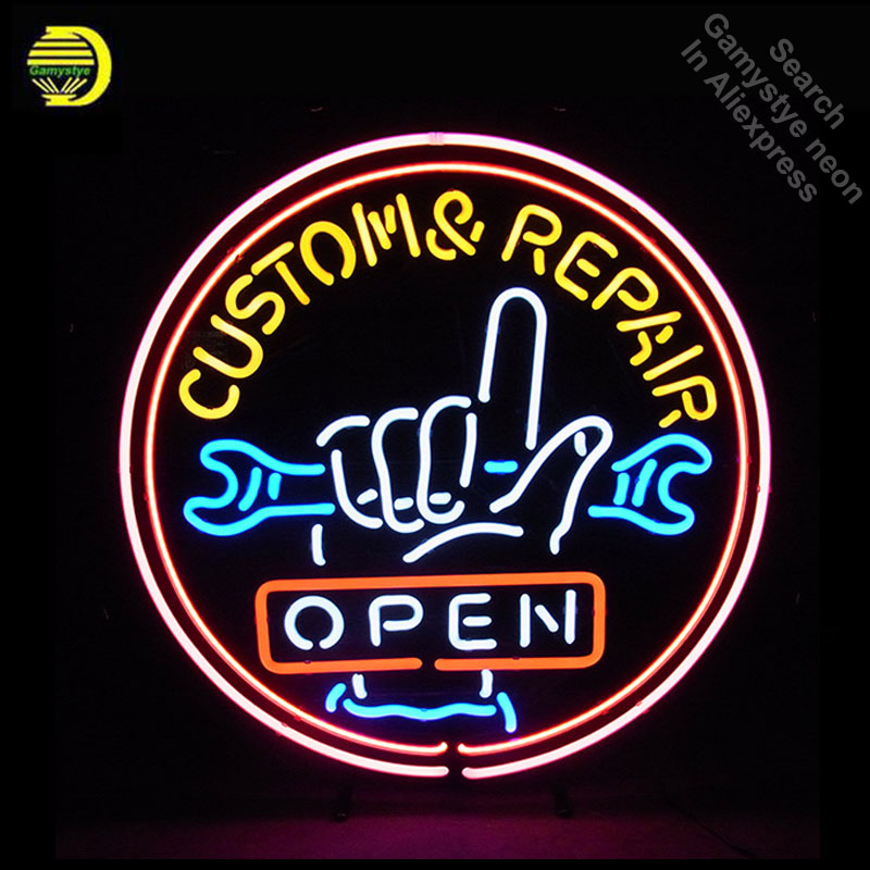 Outdoor Lighting For Store - CUSTOM เปิดซ่อมป้ายนีออนจริงแก้วหลอด BAR cAR Light Sign