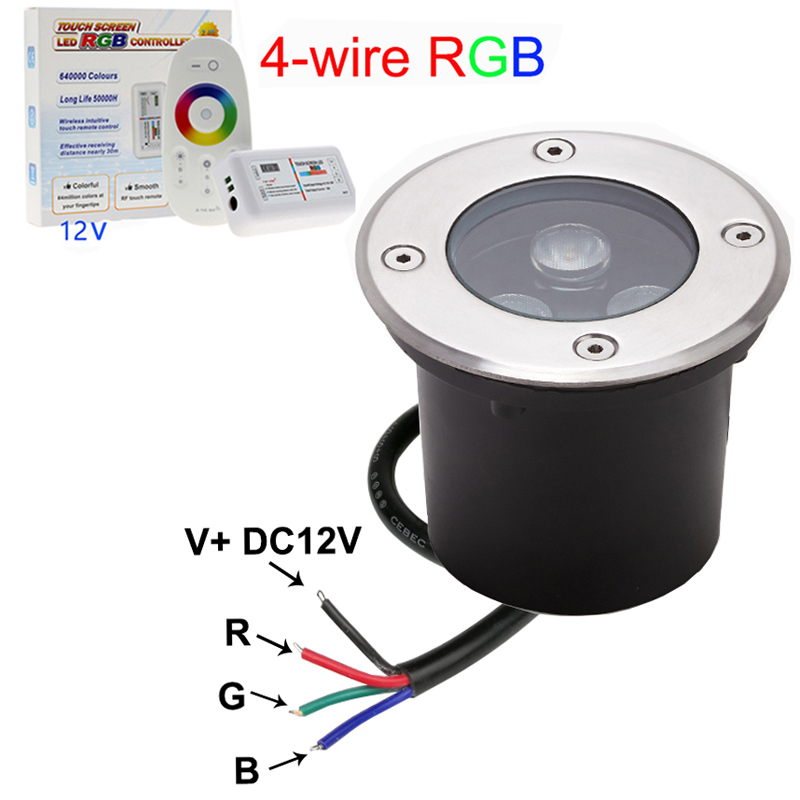 Outdoor Lighting Underground Wiring - โคมไฟใต้ดิน4สาย LED ควบคุมจากภายนอกโคมไฟสนามกลางแจ้งแบบฝังพื้นภูมิทัศน์สวนแบบสี่เหลี่ยมฝังลาน DC12V