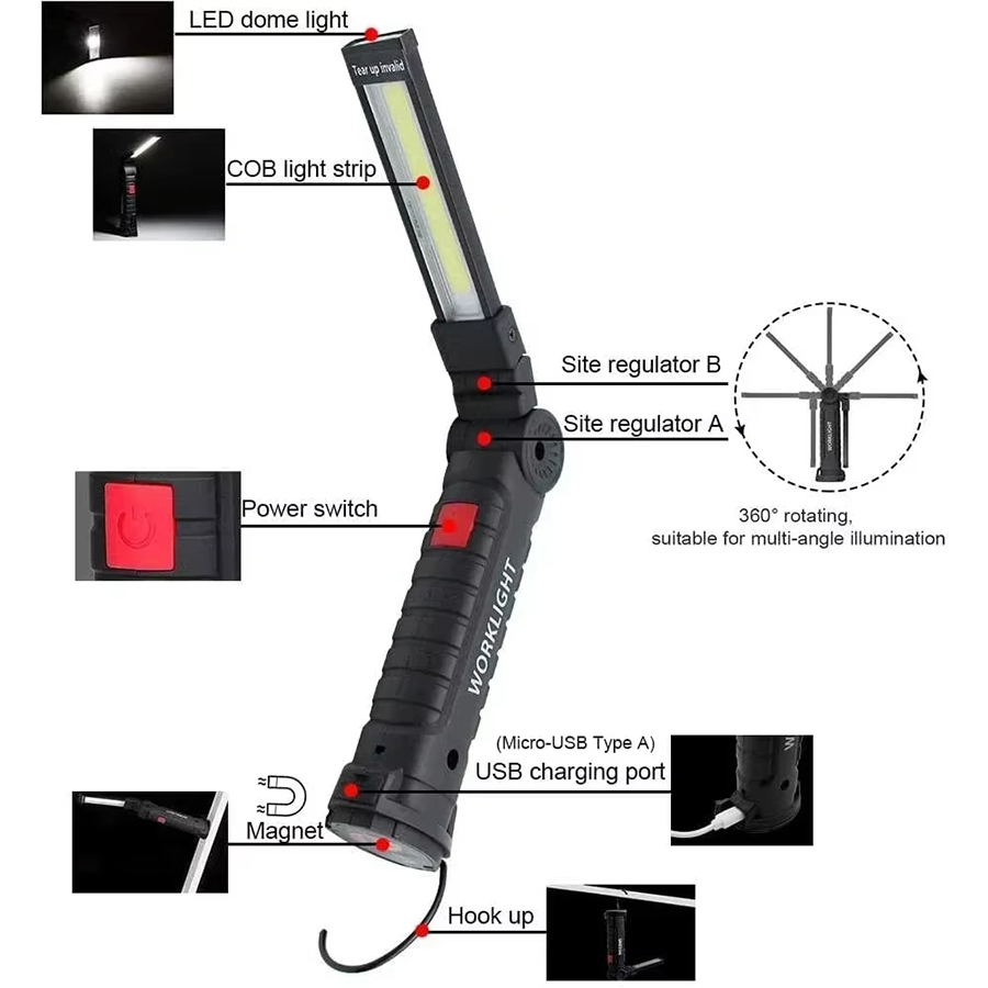ไฟฉาย LED แบบพกพาพร้อมตะขอแม่เ - Outdoor Lighting Portable บทวิจารณ์และราคา