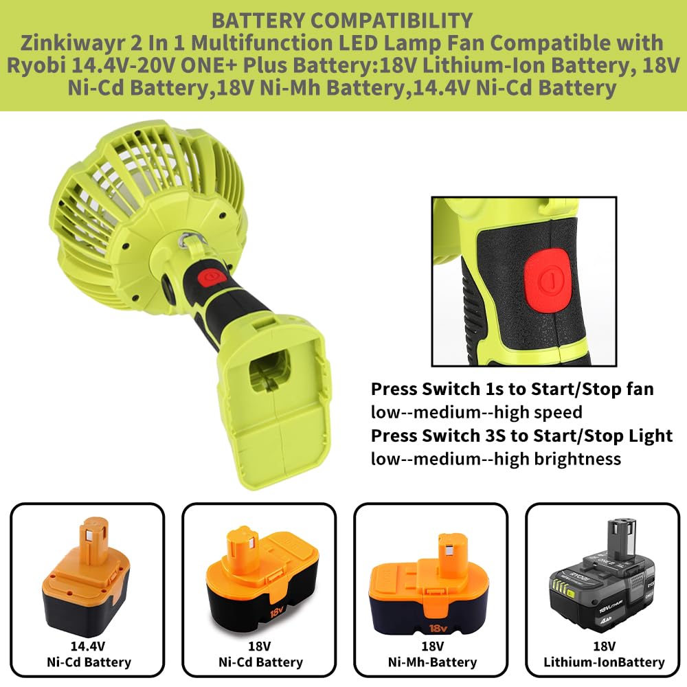พัดลมพกพาไร้สายพร้อมไฟ LED 300 - Outdoor Lighting Jobs บทวิจารณ์และราคา