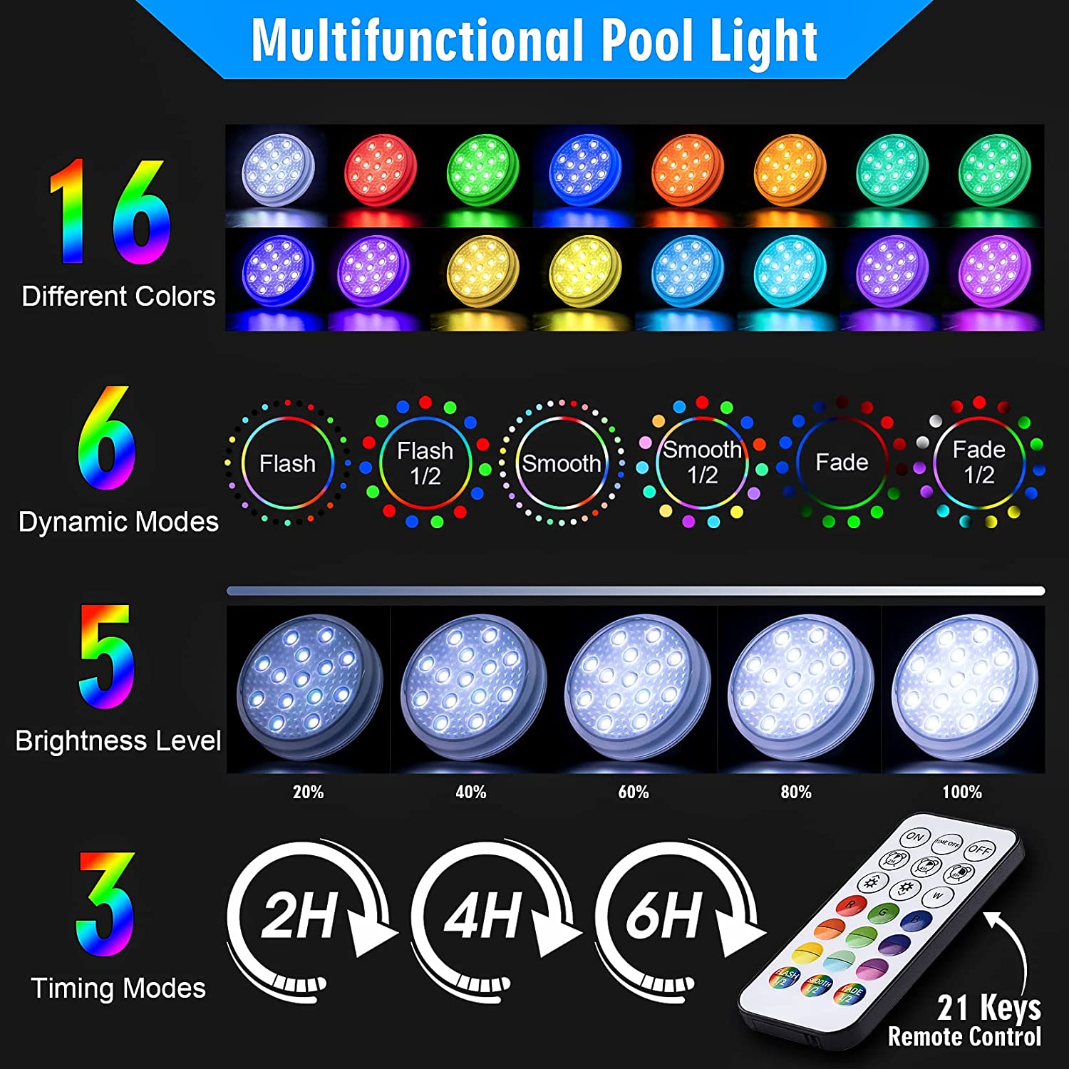 ไฟสระว่ายน้ําใต้น้ําแบบชาร์จไฟ - Pond Light Submersible บทวิจารณ์และราคา